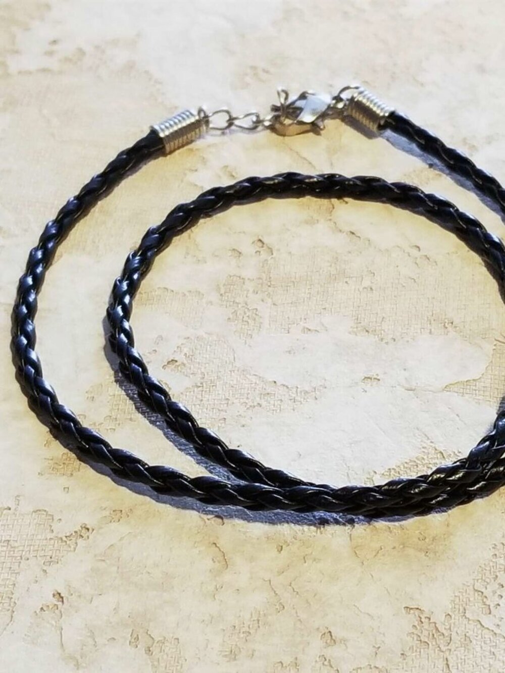 Black Vegan Faux Leather Woven Bola Braided Necklace Cord 24" Long